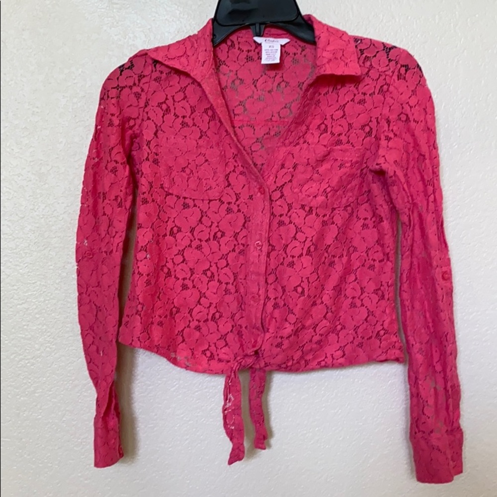 ♥️Super cute pink Candies Flower mesh top